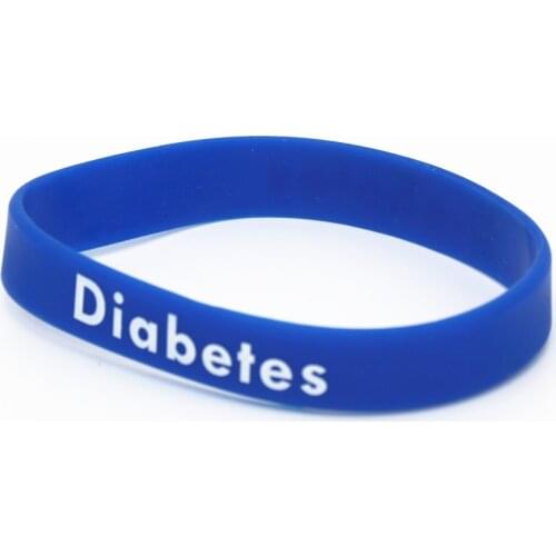 LUKENI 1PC Medical Alert Diabetes Silicone Wristband Blue Youth and Kids Size Sports Armband Bracelets&Bangles Gifts SH151