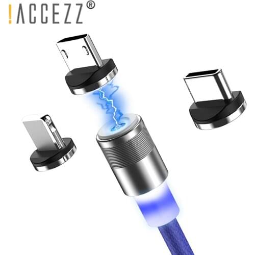 !ACCEZZ Magnetic Cable For Apple Micro USB Type C For iphone X XS MAX XR 8 7 Samsung S10 S9 Charger Phone Magnet Charging Cables