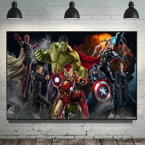 Marvel Superhero Black Widow Anime Poster Captain America Iron Man Canvas Painting HD Print Avengers Wall Art Room Decoration