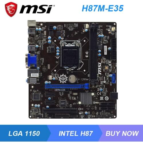 MSI H87M-E35 LGA 1150 Intel H87 H87M Desktop Motherboard DDR3 16GB Core i7/i5/i3/Xeon Cpus SATA3 USB3.0 PCI-E 3.0 X16 Micro ATX