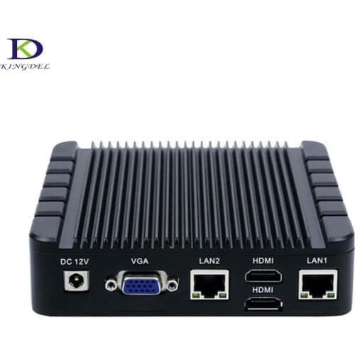 Free Shipping Quad Core Fanless mini pc with Intel Celeron J3455 up to 2.3GHz 2*HDMI 1*VGA 2*COM 2*LAN Nettop Industrial mini pc