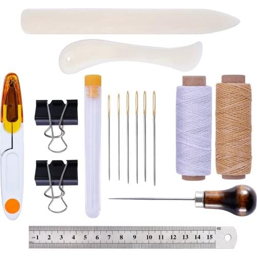 Leathercraft Tool Sets Hand Stitching DIY Sewing Leather Art Tools Thread Awl Waxed Thimble Tools Leathercraft Kit