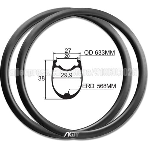 T800 Carbon Fiber Rims 27mm Wide U-shape 700c Road Bicycle Rim Disc Tubeless Ready Carbon Road Rim