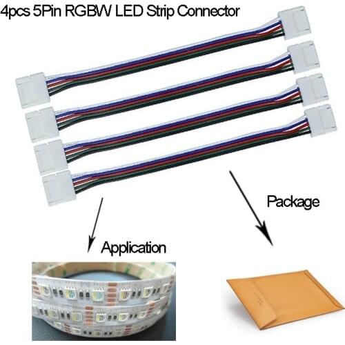 Wholesales 4pcs 5Pin RGBW Cable LED Strip Adapter Accessories Free Shipping