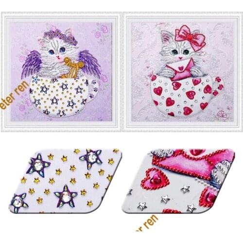 Special shape diamond painting cat wearing hat full diamond point cross stitch embroidered brick painting Mosaic embroidery kits