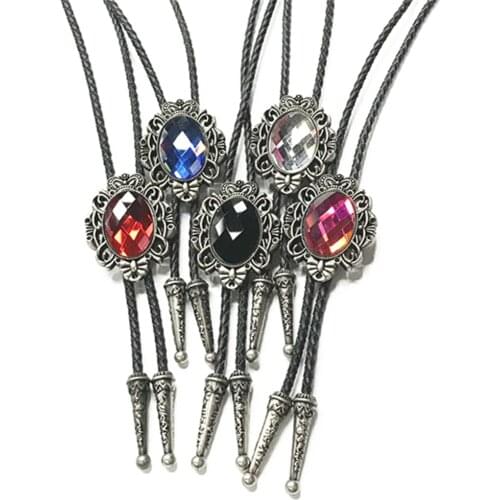 Fashion Music Guitar Bolo Tie Pendant Necklace Dance Rodeo Bola Bolo Tie Western Cowboy Leather Belt Necktie