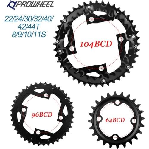 PROWHEEL Bicycle Chainring 64/96/104BCD Mountain Bike Chainwheel 22/24/30/32/40/42/44T Crankset steel Alloy Tooth plate Parts