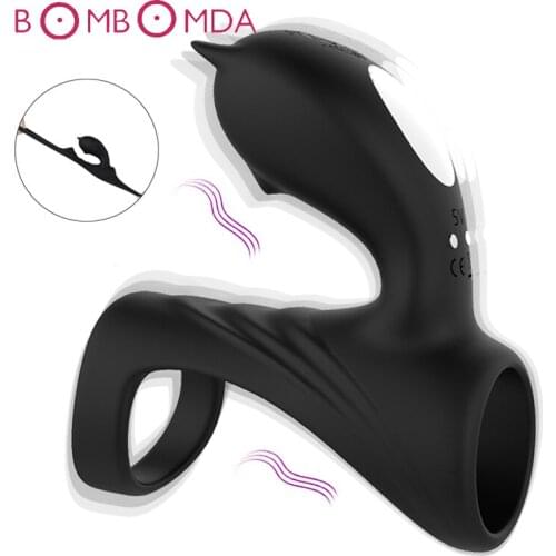 Sex Shop Penis Vibrating Ring Double Penetration Strapon Dildo Vibrator G Spot Vibrator Sex Toys for Men Delay Ring Rechargeable