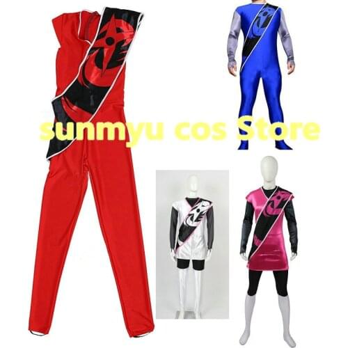 Shuriken Sentai Ninninger Red Ninja Pink Peach Blue Cosplay Costume,Custom Size Halloween