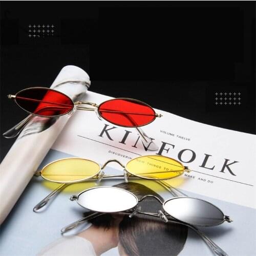 WANMEI.DS Vintage Small Oval Sunglasses Fashion Brand Women Men Metal Frame Clear Pink Lens Shades Sun Glasses Eyewear UV400