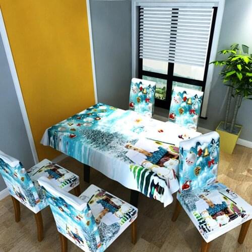 Xmas Cabin Snowman Removable Stretchy Chair Cover Table Mat Tablecloth Decor