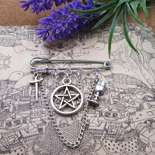 PAGAN ALTAR BROOCH Pagan Ritual Brooch Pentagram Jewellery Silver Brooch Pin Brooch Charm Brooch