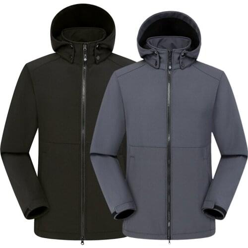 Winter Warm Fleece Hiking Jacket Men Outdoors Sports Hooded Coat Softshell Jackets Trekking Climbing Waterproof Tactical Jackets