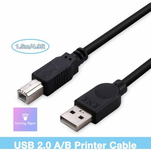 1.5m 5ft USB Printer Cable USB 2.0 Type A to B Male to Male Square Interface for Canon Epson HP Brother Zebra Label Printer DAC