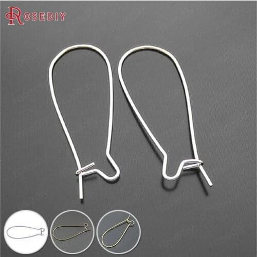 16148)100PCS Height:36MM Silver Color Iron Long Earring Hooks Diy Jewelry Findings Accessories Wholesale