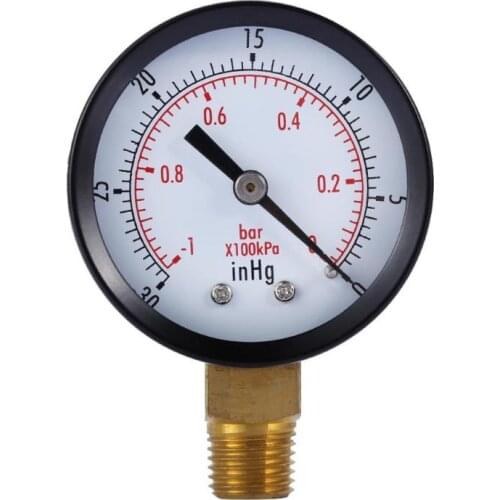 2" Dial Display Dry Utility Digital Vacuum Pressure Gauge 1/4" NPT Lower Mount -30HG/0PS Pressure Meter Gauge Manometers