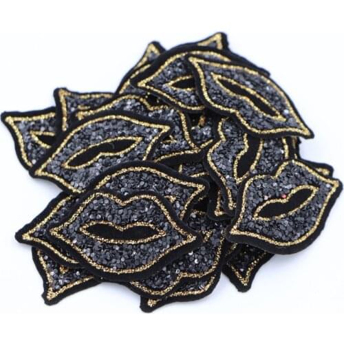 20pcs/lot Sequined Sexy Lip Patch Iron On Sew On star Stickers for Clothes Jeans Appliques DIY Coats Pants Badge