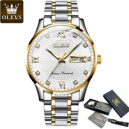 2021 OLEVS Mens Round Mechanical Gold Watch Top Brand Mens Watch Luxury Gold Mechanical Waterproof Watch Relogio Masculino