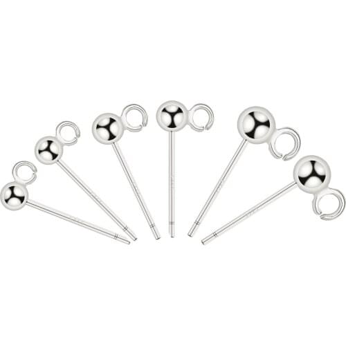 4Pcs/Lot 3-5mm Ball Bead Head Pins Stud Earrings Needles Accessories Earrings Basic Pins For Women Jewelry Making Supplies
