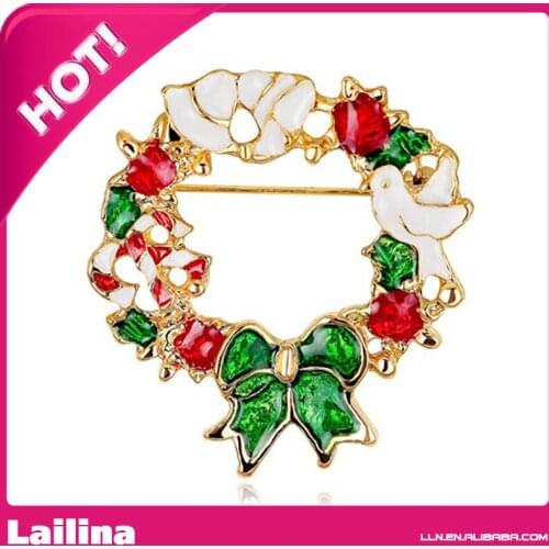 50pcs/lot Free Shipping Colorful Enamel Christmas Brooch Pin Jewelry
