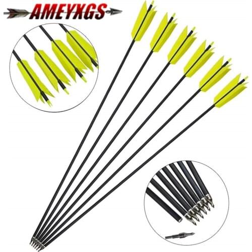 6/12pcs 30" Archery Carbon Arrows FLU-FLU 4" Turkey Feather Target Hunting Spine 400 Carbon Arrow Hunting Shooting Accessories