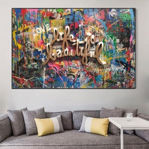 Abstract Life Quotes "Life Is Beautiful" Graffiti Wall Art Posters And Prints Canvas Painting On Wall Pictures For Living Room