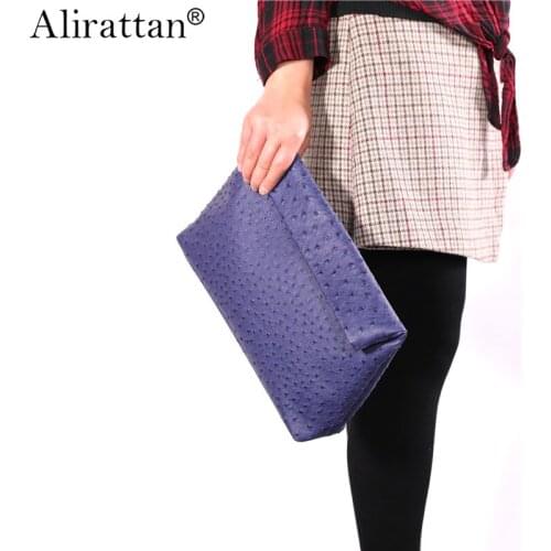Alirattan New Women Envelope Bag Large Capacity Fashion Ostrich Python Pattern Clutch Trendy Travel Party Shopping Pouch INS