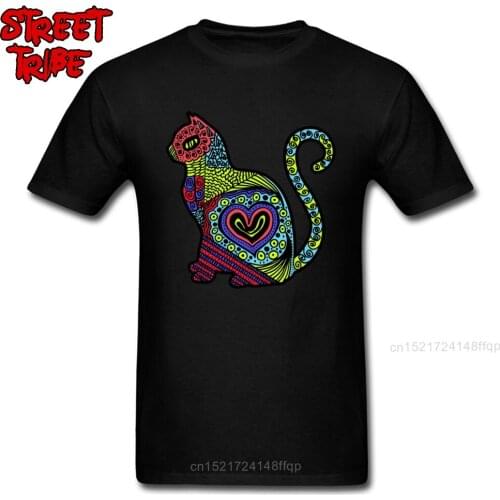 Cat T-shirt Men Hip Hop Tee Cotton T Shirt Mexico Exotic Style Clothing Black Top Shirts Crew Neck Short Sleeve Streetwear
