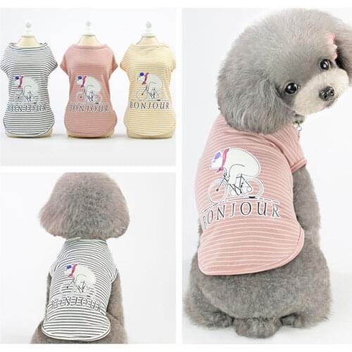 Cotton Pet Dog Spring Summer Clothes Chihuahua Tshirt Yorkshire Vest Dogs Pets Striped Clothing Poodle Costume S-2XL