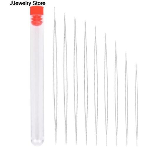 NEW 9Pcs Steel Large Big Eye Collapsible Embroidery Beading Needle Thread Sewing Needles Assorted Size Jewelry Tool