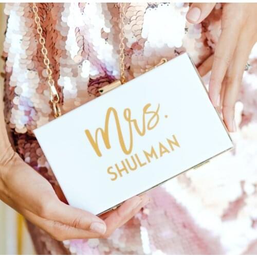 Personalized Acrylic Clutch for Bride Bridesmaid Gift Bridal Party Favor Honeymoon Bag Bridesmaid Bag Box Clutch Acrylic Purse