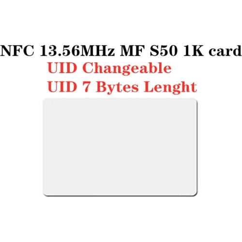 S50 NFC 13.56Mhz UID 0 block 7 bytes rewrite changeable rfid card mutable writeable chinese magic card copy clone