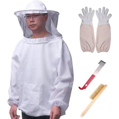 Anti-bee coat Cap J Scraper Bee Brush Bristle Bee Sweep Sheepskin Glove Beekeeping Tool