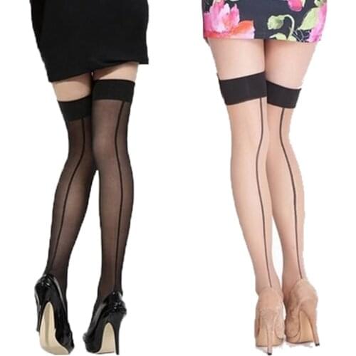 Hot Sexy Women Perspective Striped Stockings Ladies Thigh High Stockings Pantyhose Long Stocking Medias