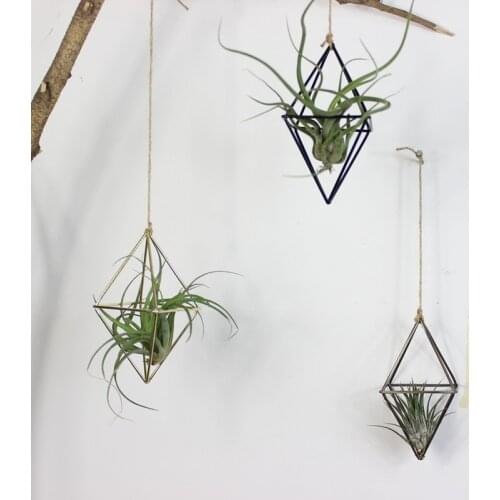 Freestanding Hanging Planters Geometric Swing Wrought Iron Tillandsia Air Plants Holder Triangular Shaped Metal Rack For Garden