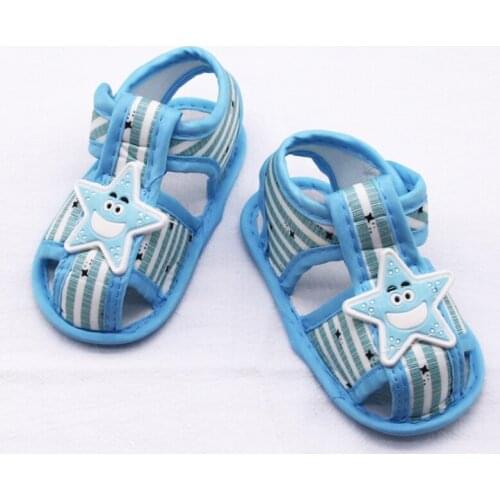 Newborn Cute Cotton Sandals Stripe Star soft sole Anti-slip Cotton Infant Toddler Soft Sole Shoes