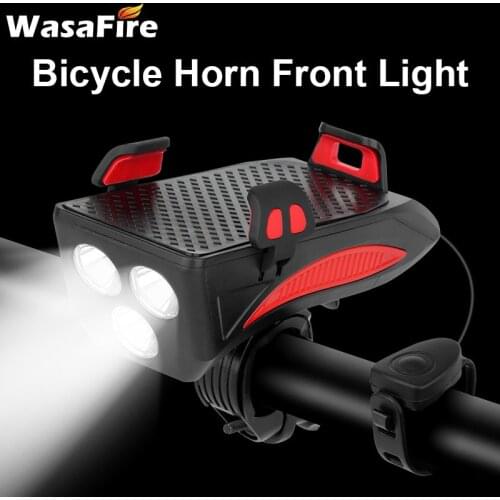 Multi-function Bicycle Light Upgrade 4 in 1 Bike Front Light 3* LED MTB Headlight Phone Holder Bracket Speaker Powerbank Lamp