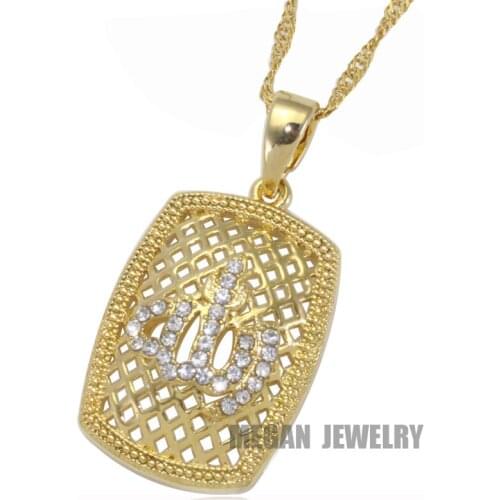 Muslim Allah crystal pendant & necklace for women & men, charm Islam jewelry & Arab gift