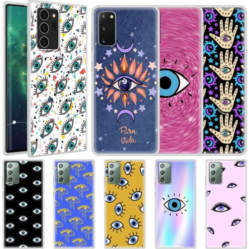 Soft Cover for Samsung Galaxy S10 S21 S20 FE S9 S8 Plus Frosted Phone Case Note 20 Ultra 9 10 Lite Shell Gold Foil Evil Eye