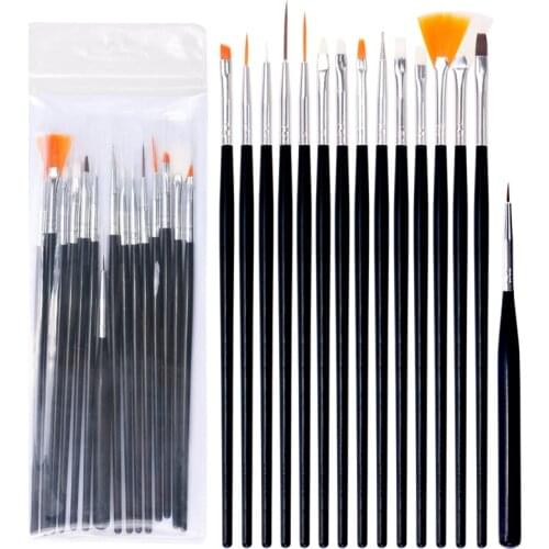 Acrylic Nail Art Brush Set, 15 Pcs Nail Art Design Painting Drawing Polish Brush Pen Tools