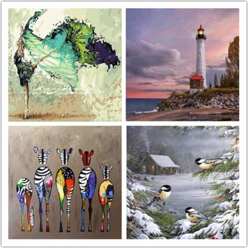 Animal Painting By Numbers Landscape Set Acrylic Paint DIY Kits For Adults Pictures Drawing Canvas Coloring By Number Decoration
