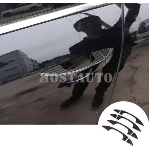 For VW Touareg Carbon Fiber Car Door Handle Trim Cover 2011-2018 8pcs Car Accessories Interior Car Decor Car Trim