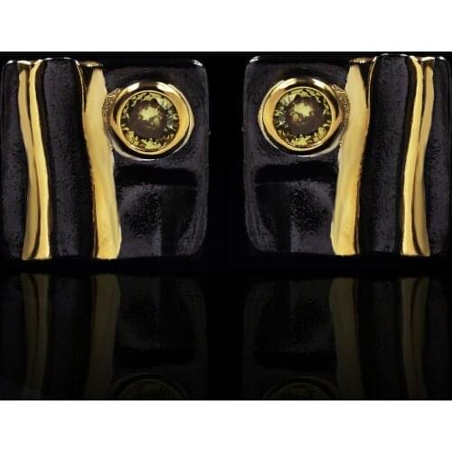 Original Classic Square Two-color Earrings Green Zircon Earrings 925 Silver Jewelry Wedding Bridal Party Gift Jewelry