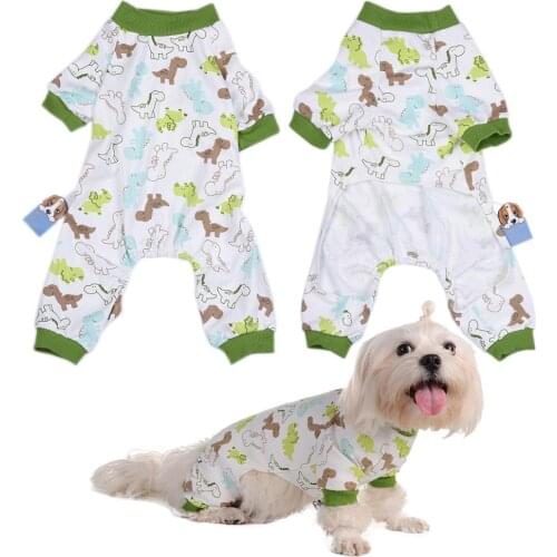 Pet Dog Pajamas Cotton Dog Coat Jumpsuit Dinosaur Pattern Dogs Puppy Apparel Jumpsuit for Chihuahua Pomeranian Small Dogs