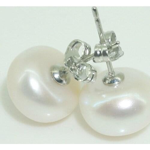 Freshwater white Cultured Pearl 11-12mm stud Earrings