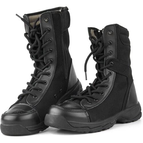 Anti-slip Durable Military Army Tactical Black Leather Boots