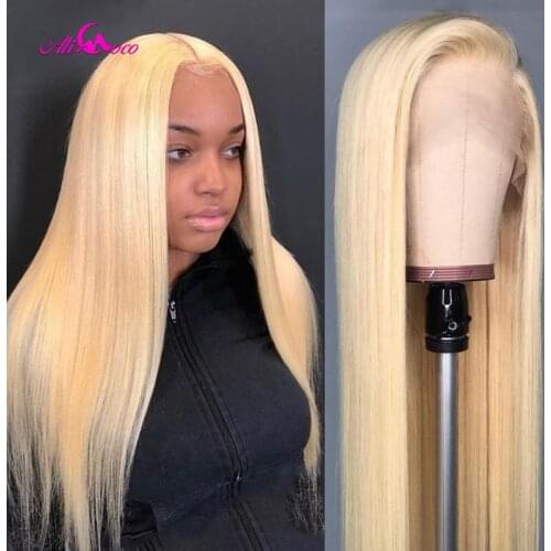 Transparent 613 Honey Blonde 13x4 Lace Frontal Wigs Pre Plucked Colorful Brazilian Straight Human Hair Lace Frontal Wigs