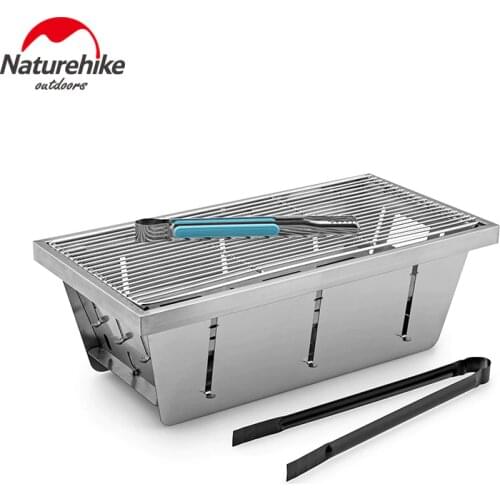 Naturehike Stainless Steel Folding Grill Outdoor Mini Portable Carbon Grill Charcoal Kebab Barbecue Tove with Food Carbon Clip