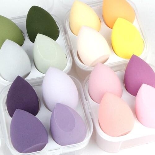 4pcs Makeup Blender Cosmetic Puff Sponge with Storage Box Womens Foundation Sponge Water Drop Shape Puffs Make Up Accessories