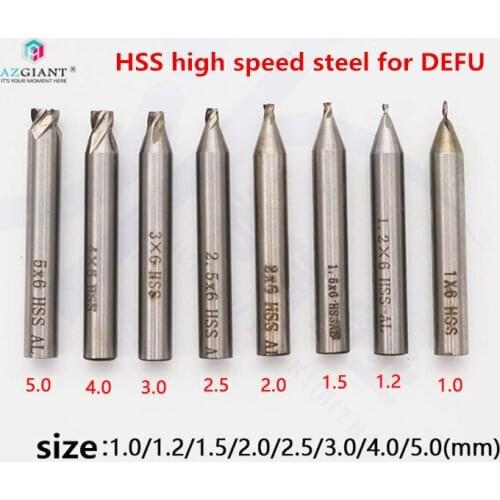 AZGIANT drill milling cutter tool HSS high steel for key embryo cut locksmith tracer probe 1.0/1.2/1.5/2.0/2.5/3.0/4.0/5.0mm